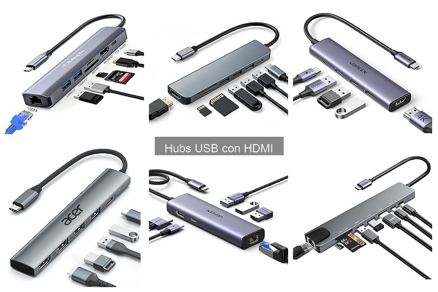 Hubs USB con HDMI compatibles con Mac y Windows 2023